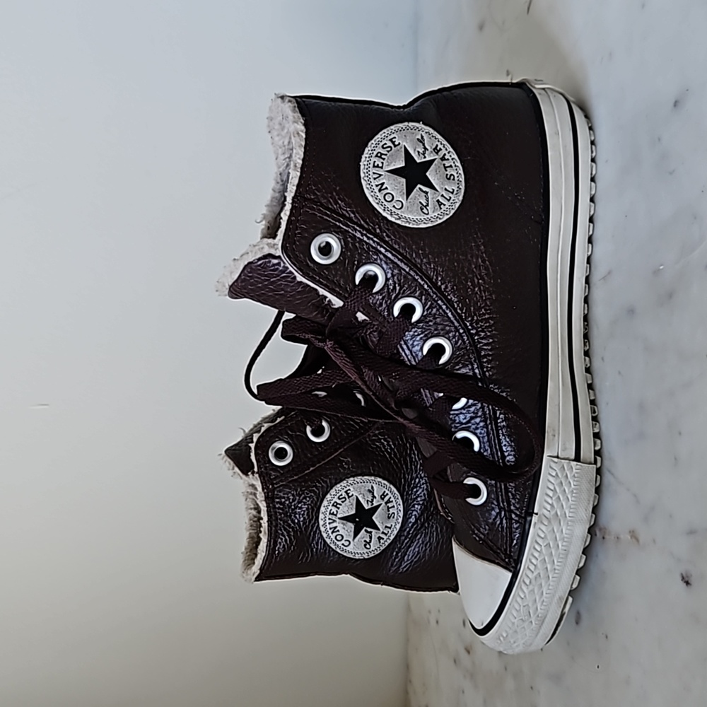 CONVERSE - rich brown leather Chuck Taylor high tops